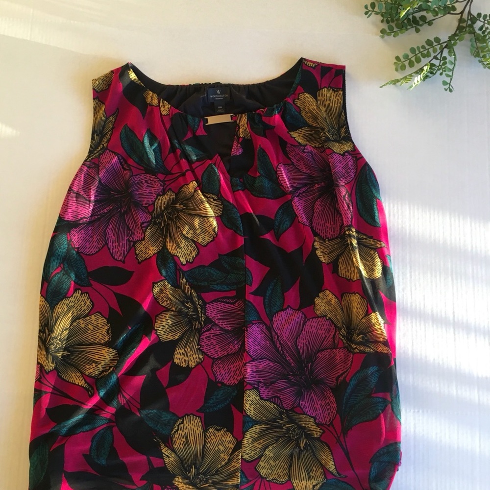 Worthington 2X sleeveless floral tank top
